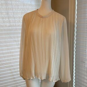 Vero Moda Cream Pleated sheer Long-Sleeve Blouse